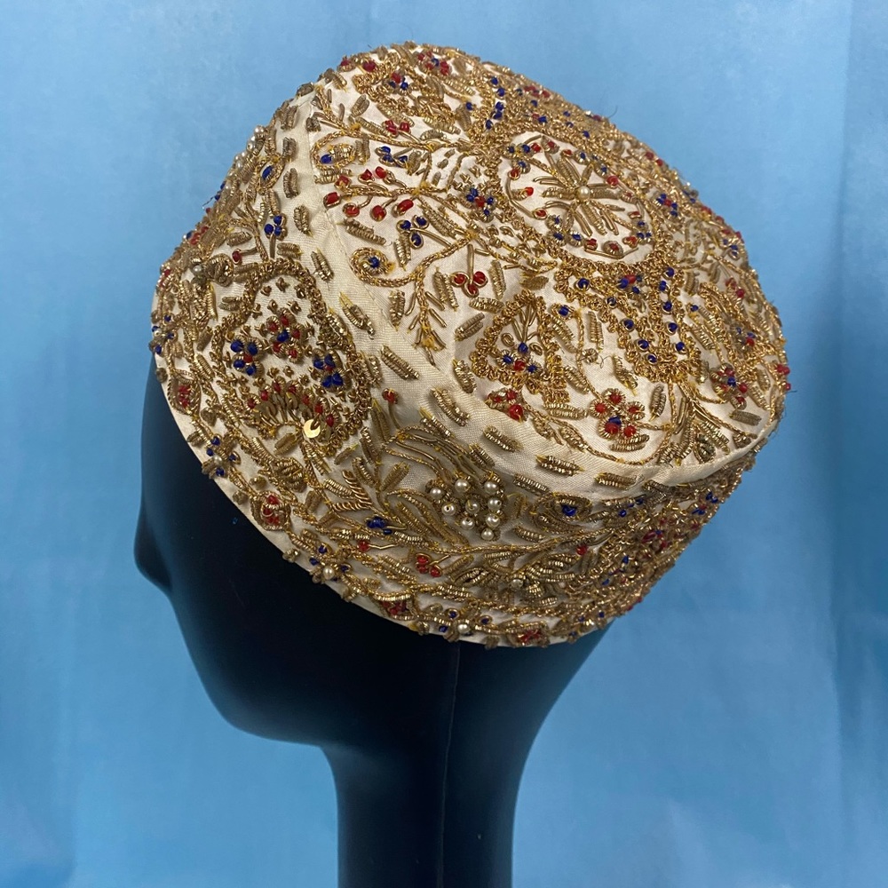 Handmade in India beaded Pillbox Hat